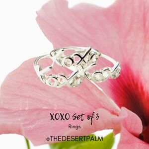 Silver Tone XOXO Stackable Rings Set of 3 | Size 7 | Love Hug Kiss Rings